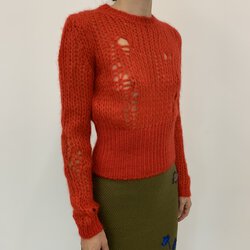 MIU MIU Red Knitted Sweater with Holes1.jpg