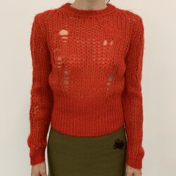 MIU MIU Red Knitted Sweater with Holes2.jpg